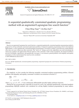 A Sequential Quadratically Constrained Quadratic Programming Method with an Augmented Lagrangian Line Search Functionଁ Chun-Ming Tanga,B, Jin-Bao Jianb,∗