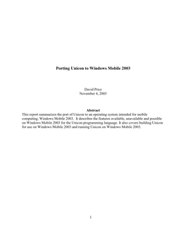 Porting Unicon to Windows Mobile 2003