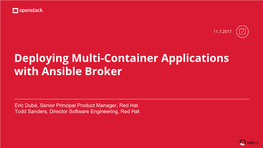 Deploying Multi-Container Applications with Ansible Broker