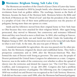 Mormons: Brigham Young, Salt Lake City Teaching