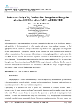 Performance Study of Key Developer Data Encryption and Decryption Algorithm (KDDEDA) with AES, DES and BLOWFISH