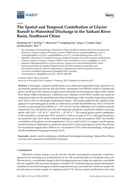 The Spatial and Temporal Contribution of Glacier Runoff to Watershed Discharge in the Yarkant River Basin, Northwest China