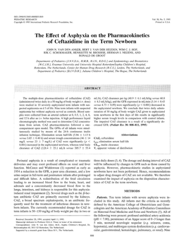 The Effect of Asphyxia on the Pharmacokinetics of Ceftazidime in the Term Newborn