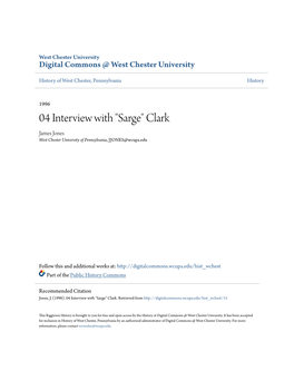 04 Interview with "Sarge" Clark James Jones West Chester University of Pennsylvania, JJONES@Wcupa.Edu