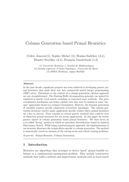 Column Generation Based Primal Heuristics