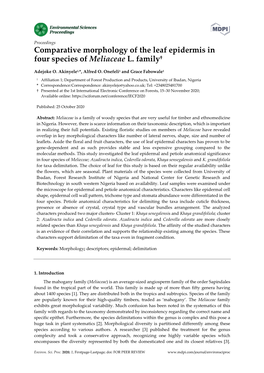 Comparative Morphology of the Leaf Epidermis in Four Species of Meliaceae L