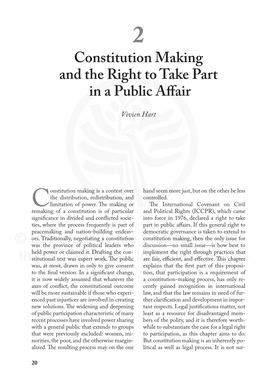 Constitution Making and the Right to Take Part in a Public Affair © Copyright by the Endowment of the United States Institute