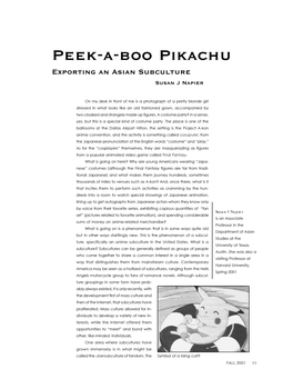 Peek-A-Boo Pikachu Exporting an Asian Subculture Susan J Napier