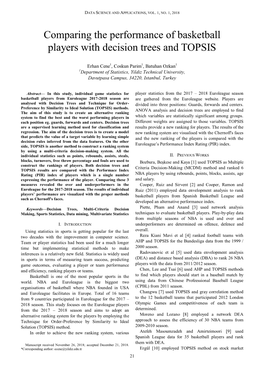 Comparing the Performance of Basketball Players with Decision Trees and TOPSIS