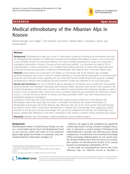 Medical Ethnobotany of the Albanian Alps in Kosovo