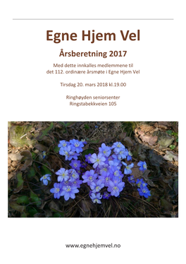 Egne Hjem Vel Årsberetningen 2017