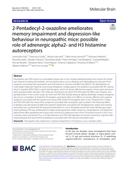 2-Pentadecyl-2-Oxazoline Ameliorates Memory