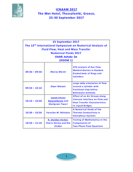 Preliminary Program of ICNAAM 2017