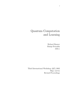 Quantum Computation and Learning