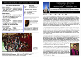 First Church of Otago Newsletter