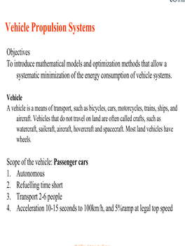 Vehicle Propulsion Systems