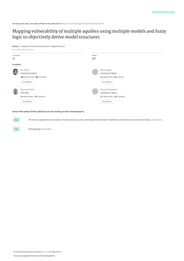 Mapping Vulnerability of Multiple Aquifers Using Multiple Models and Fuzzy Logic to Objectively Derive Model Structures