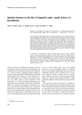 Spatial Structure in the Diet of Imperial Eagles Aquila Heliaca in Kazakhstan