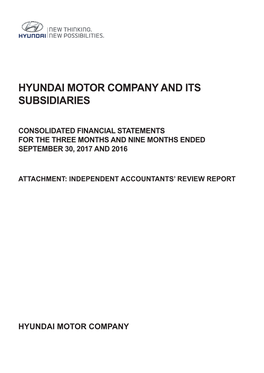 Hyundai Motor Company and Its Subsidiaries