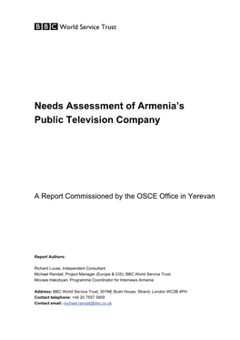 Needs Assessment of Armenia's Public Television Company