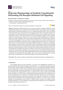 Molecular Pharmacology of Synthetic Cannabinoids: Delineating CB1 Receptor-Mediated Cell Signaling