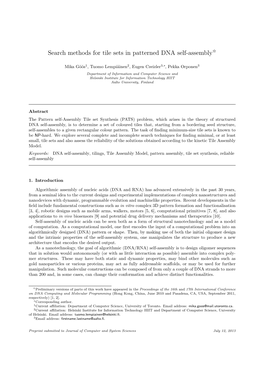 Search Methods for Tile Sets in Patterned DNA Self-Assembly$