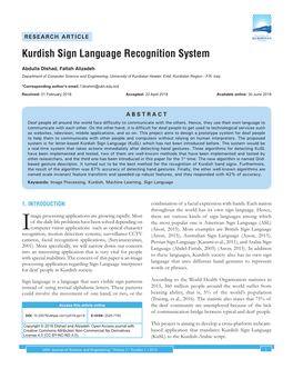 Kurdish Sign Language Recognition System