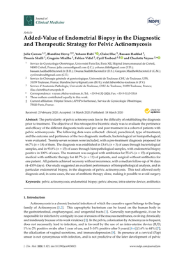 Added-Value of Endometrial Biopsy in the Diagnostic and Therapeutic Strategy for Pelvic Actinomycosis