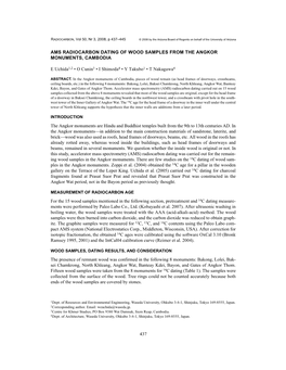 437 AMS RADIOCARBON DATING of WOOD SAMPLES from the ANGKOR MONUMENTS, CAMBODIA E Uchida1,2 • O Cunin3 • I Shimoda4 • Y