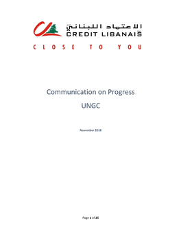 Communication on Progress UNGC