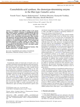 Cannabidiolic-Acid Synthase, the Chemotype-Determining Enzyme in the Fiber-Type Cannabis Sativa