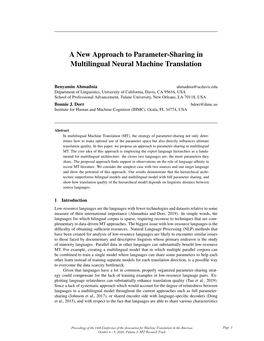 A New Approach to Parameter-Sharing in Multilingual Neural Machine Translation