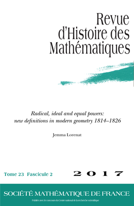 Revue D'histoire Des Mathématiques