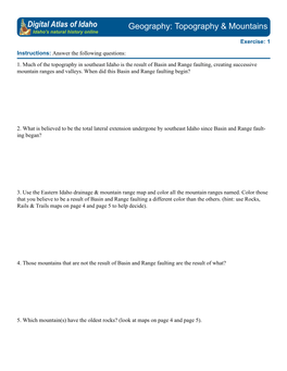 Geography: Topography & Mountains S