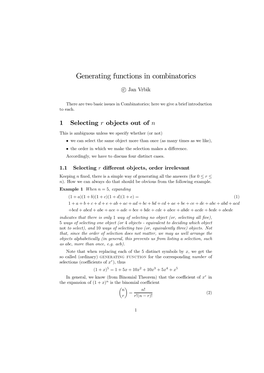 Generating Functions in Combinatorics