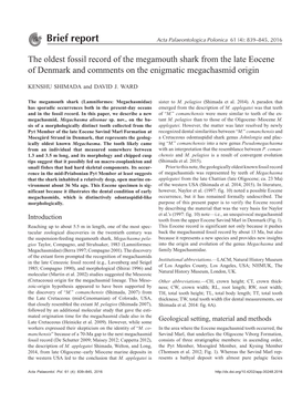 Brief Report Acta Palaeontologica Polonica 61 (4): 839–845, 2016