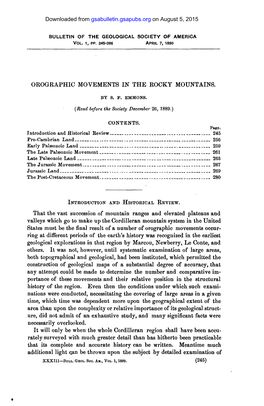 OROGRAPHIC MOVEMENTS in the ROCKY MOUNTAINS. That the Vast