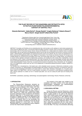 The Plant Record of the Dunarobba and Pietrafitta Sites in the Plio-Pleistocene Palaeoenvironmental Context of Central Italy