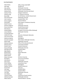 List of Participants Adam Marks Office of Alyn Smith MEP Alan Page