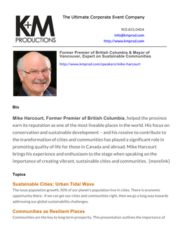 Booking Mike Harcourt | Speaker & Former BC