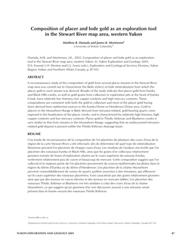 Composition of Placer and Lode Gold As an Exploration Tool in the Stewart River Map Area, Western Yukon