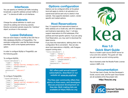 Options Configuration Host Reservations Kea 1.0 Quick Start