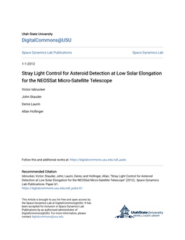 Stray Light Control for Asteroid Detection at Low Solar Elongation for the Neossat Micro-Satellite Telescope