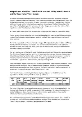 Itchen Valley Parish Council and the Upper Itchen Valley Society