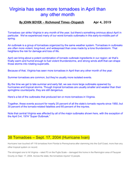 Virginia Has Seen More Tornadoes in April Than Any Other Month