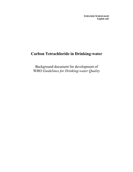 Carbon Tetrachloride in Drinking-Water