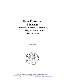 Plant Protection of Edelweiss in Austria, France, Germany, India