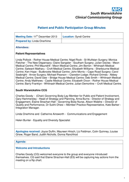 Patient and Public Participation Group Minutes