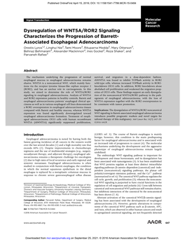 Dysregulation of WNT5A/ROR2 Signaling Characterizes The