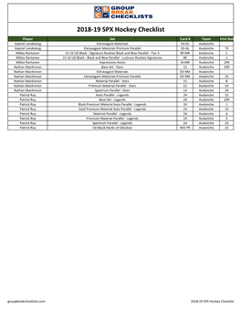 2018-19 SPX Hockey Checklist